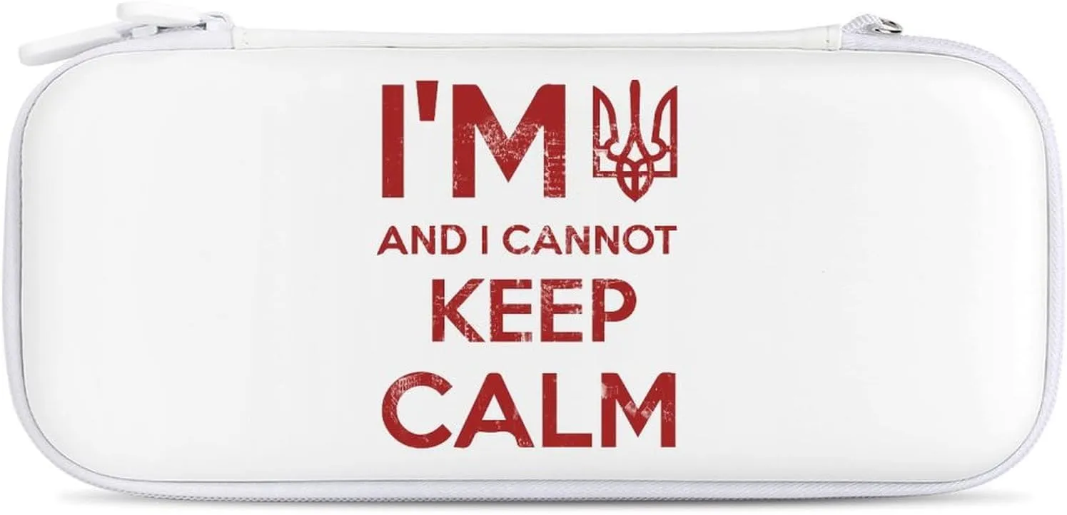 I Am Ukrainian and I Cannot Keep Calm Hard Shell Travel Case with Rope 15 Game Card Pockets Compatible with Switch Protective