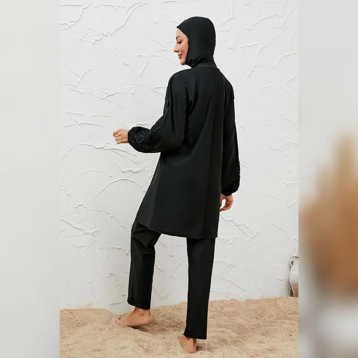 IBAKOM Muslim Swimsuit for Women Modest Long Sleeve 3 Pieces Islamic Swimsuit Burkini Full Coverage Shirt Swim Pant Hijab
