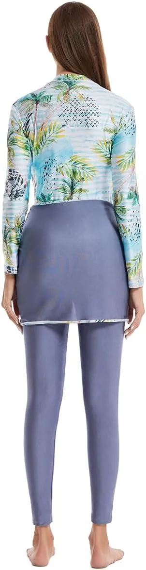 IBAKOM One Piece Modest Burkini for Women Islamic Swimsuits with Wrap Skirt Swim Cap Muslim Bathing Suit Cover Ups