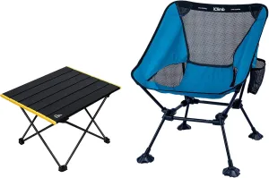 iClimb 1 Anti-Sinking Large Feet Chair and 1 Folding Table Bundle, Ultralight Compact for Single Adult Outdoor Backpacking Camping Hiking Beach Concert