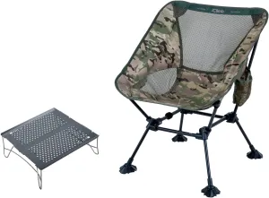 iClimb 1 Anti-Sinking Large Feet Chair and 1 Solo Mini Folding Table Bundle, Ultralight Compact for Solo Person Outdoor Backpacking Hiking Camping Beach Concert
