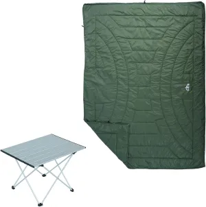 iClimb 1 Folding Table and 1 3M Thinsulate Insulation Warm Camping Blanket Bundle, Ultralight Compact for Adults Outdoor Camping Backpacking Hiking Beach Concert Motorcycling