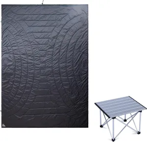 iClimb 1 Folding Table and 1 3M Thinsulate Insulation Warm Camping Blanket Bundle, Ultralight Compact for Adults Outdoor Camping Backpacking Hiking Beach Concert Motorcycling