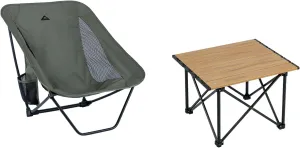 iClimb 1 Folding Table and 1 Low Folding Chair Bundle, Ultralight Compact for Adults Outdoor Backpacking Camping Hiking Concert Motorcycling