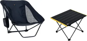 iClimb 1 Folding Table and 1 Low Folding Chair Bundle, Ultralight Compact for Single Adult Outdoor Backpacking Camping Hiking Beach Concert