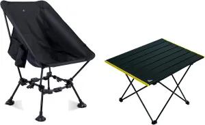 iClimb 1 Folding Table and 1 Two-Heights Light Compact Anti-Sinking Chair Bundle, Ultralight Compact for Adults Outdoor Camping Beach Concert Motorcycling