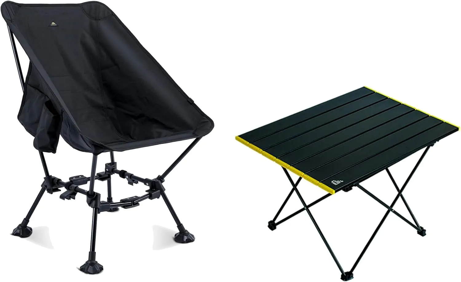 iClimb 1 Folding Table and 1 Two-Heights Light Compact Anti-Sinking Chair Bundle, Ultralight Compact for Adults Outdoor Camping Beach Concert Motorcycling