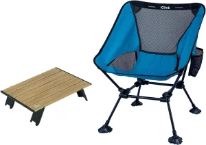 iClimb 1 Mini Folding Table and 1 Anti-Sinking Large Feet Chair Bundle, Ultralight Compact for Solo Outdoor Backpacking Camping Hiking Beach Concert