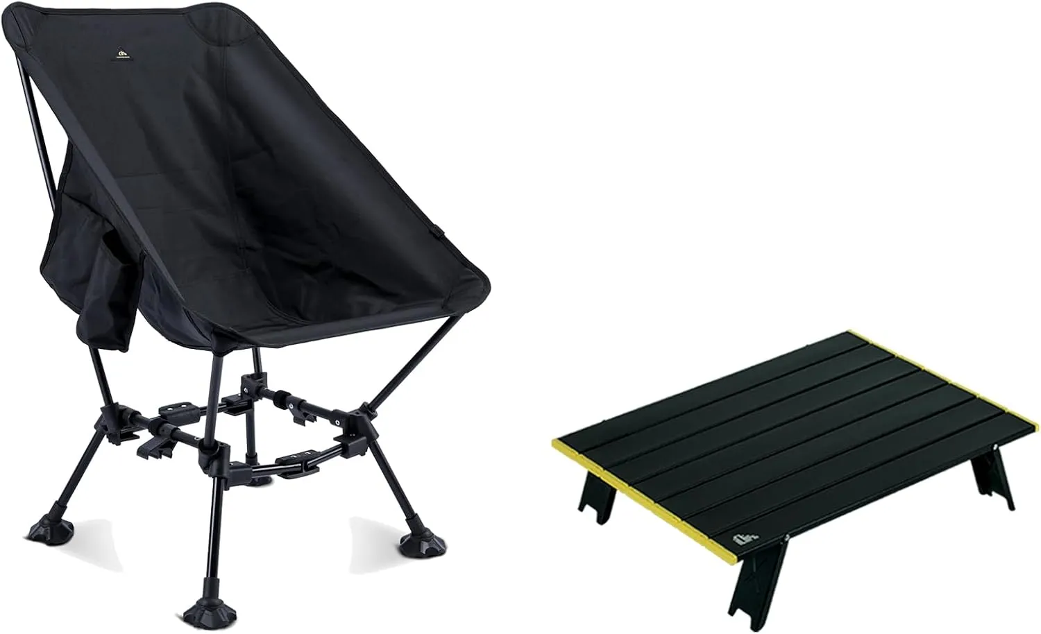 iClimb 1 Mini Folding Table and 1 Two-Heights Light Compact Anti-Sinking Chair Bundle, Ultralight Compact for Adults Outdoor Camping Beach Concert Motorcycling