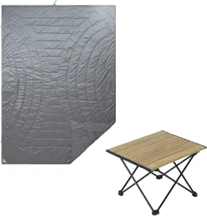 iClimb 1 Small Folding Table and 1 3M Thinsulate Insulation Warm Camping Blanket Bundle, Ultralight Compact for Single Person Adult Outdoor Camping Backpacking Hiking Beach Concert