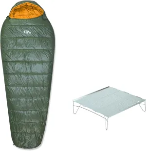 iClimb 1 Solo Mini Folding Table and 1 3M Thinsulate Insulation Sleeping Bag Bundle, Ultralight Compact for Adults Backpacking Camping Hiking Motorcycling Outdoor