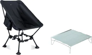 iClimb 1 Solo Mini Folding Table and 1 Two-Heights Light Compact Anti-Sinking Chair Bundle for Adults Outdoor Camping Beach Concert Motorcycling BBQ