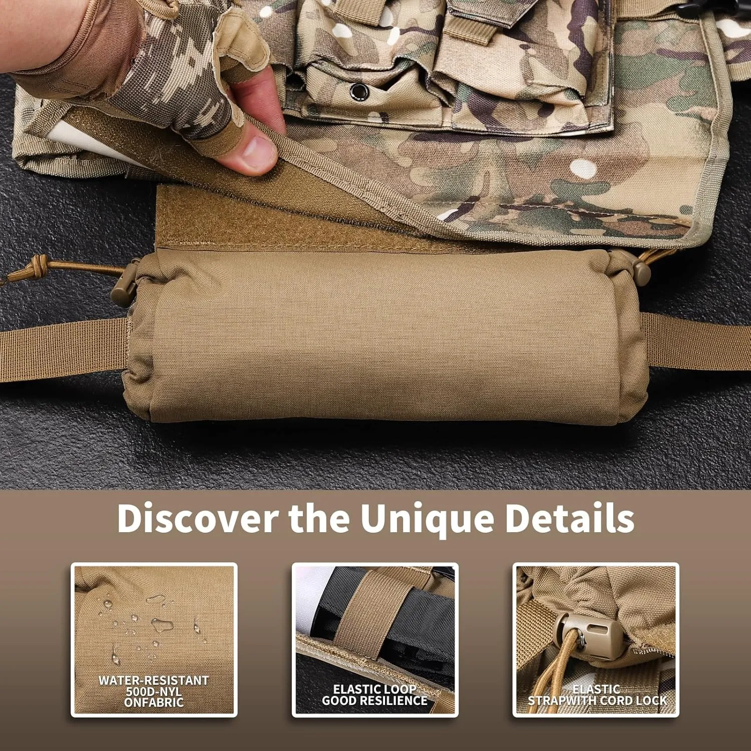 Ifak Medical Trauma Roll Up Drop Bag EMT First Aid Sub Abdominal Carrying Pouch with Hook-N-Loop Tactical First Aid Drop Pouch for Plate Carrier/Chest Rig Vest