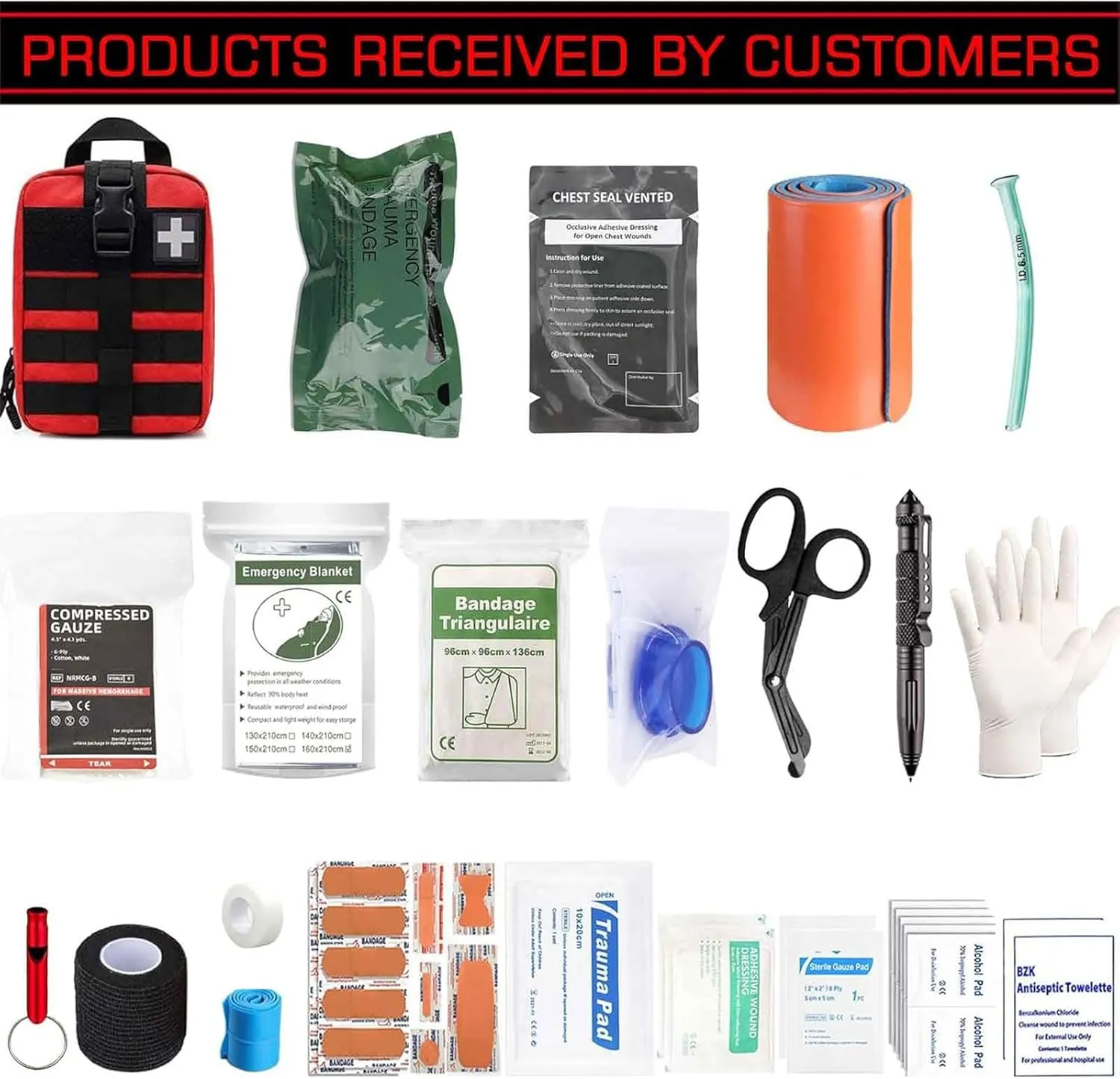 Ifak Trauma Kit, 74 Piece Upgrade Tactical First Aid Supplies, Molle Ifak Pouch Rip Away Refill Supplies for Survival Camping Hiking Travel