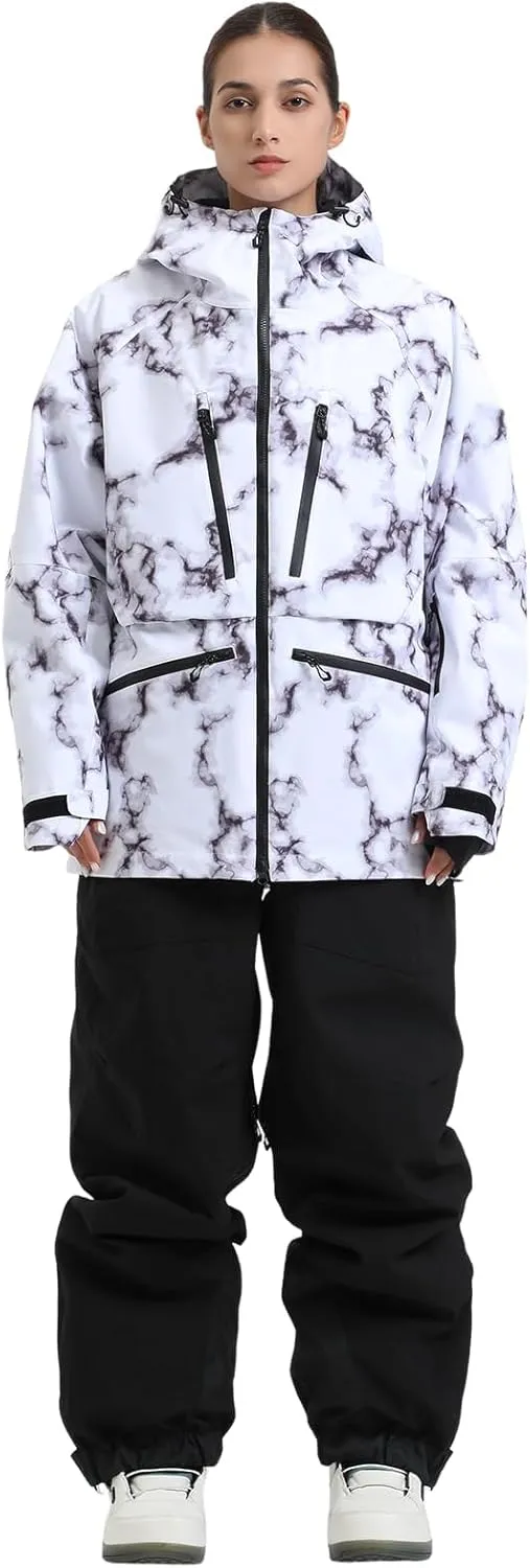 IMPHUT Mens Snowboard Jacket Baggy Womens Ski Jacket Insulated Waterproof Windproof Snow Outerwear Winter Hooded Coat