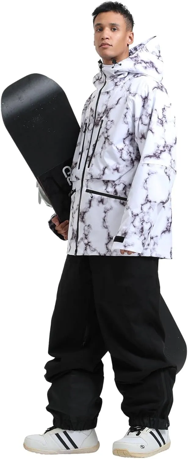 IMPHUT Mens Snowboard Jacket Baggy Womens Ski Jacket Insulated Waterproof Windproof Snow Outerwear Winter Hooded Coat