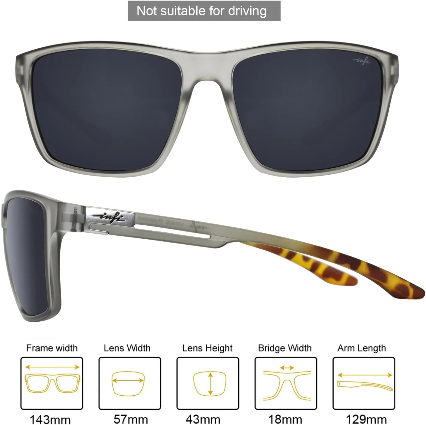 INFI Fishing Polarized Sunglasses for Men Driving Running Golf Sports Glasses Square UV Protection Designer Style Unisex