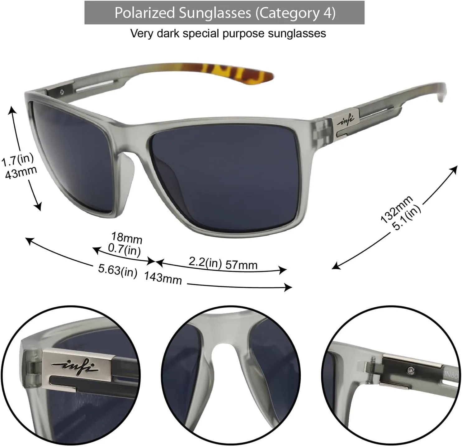 INFI Fishing Polarized Sunglasses for Men Driving Running Golf Sports Glasses Square UV Protection Designer Style Unisex