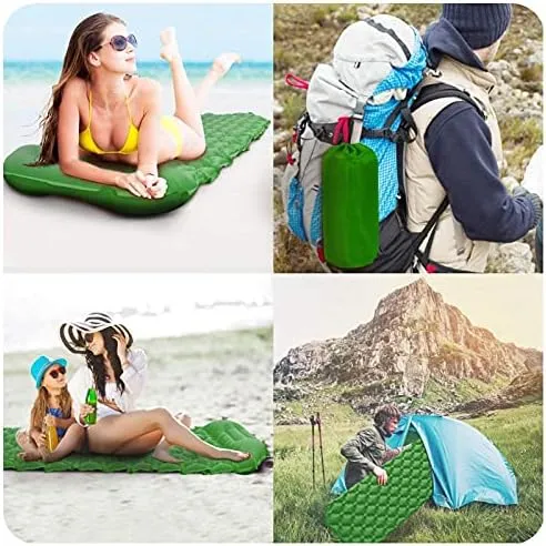 Inflatable Sleeping Mattress Camping Mattress Self-Inflating, Inflatable Sleeping Mat Ultralight Sleeping Pad, Inflatable Sleeping Mat with Pillow, Waterproof and Moisture-Proof Roll M (Navy Blue Med