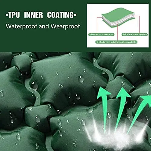 Inflatable Sleeping Mattress Camping Mattress Self-Inflating, Inflatable Sleeping Mat Ultralight Sleeping Pad, Inflatable Sleeping Mat with Pillow, Waterproof and Moisture-Proof Roll M (Navy Blue Med