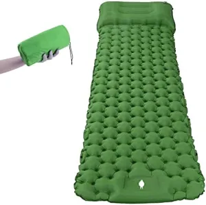 Inflatable Sleeping Mattress Camping Mattress Self-Inflating, Inflatable Sleeping Mat Ultralight Sleeping Pad, Inflatable Sleeping Mat with Pillow, Waterproof and Moisture-Proof Roll M (Navy Blue Med