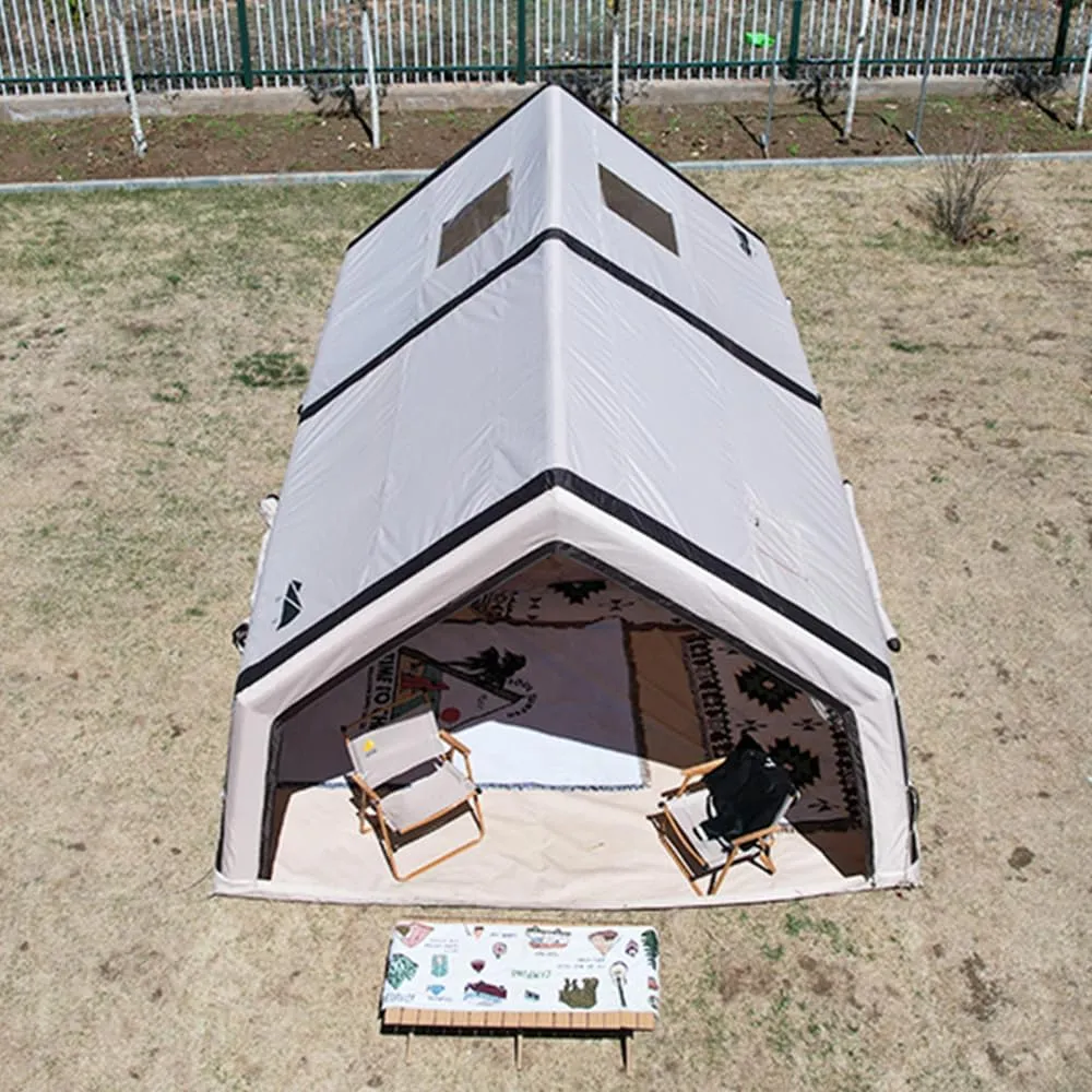 Inflatable Tents with Pump,2-4 Person Blow Up Tent with Stove Jack Hole,4 Season Large Pop-Up Tents,Easy Setup