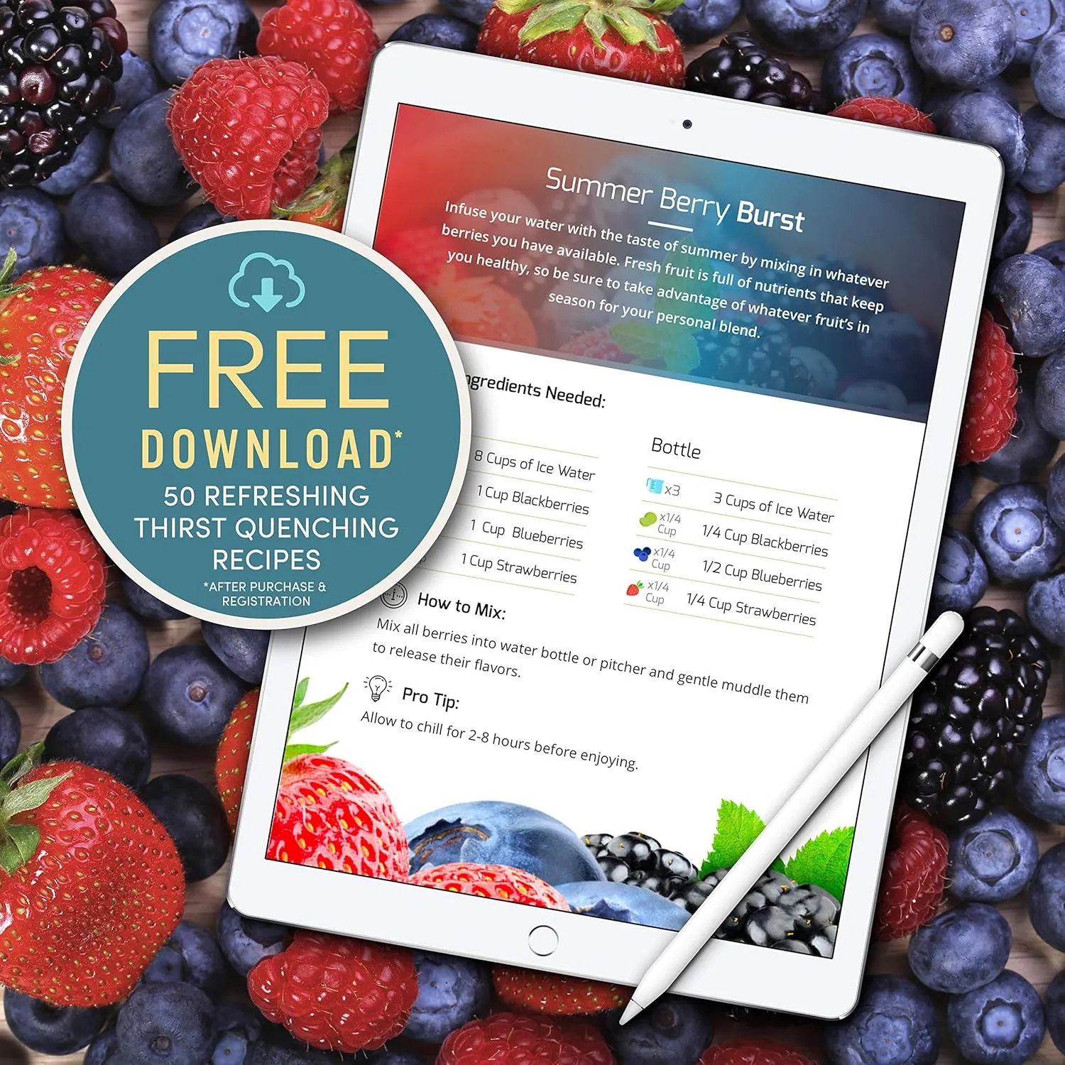 Infusion Pro Fruit Infuser Water Bottle with Straw Lid 24 oz : Flip-Up Straw : Insulated Sleeve & Fruit Infusion Water eBook : Bottom Loading Infuser for More Flavor - Kauai Sunset