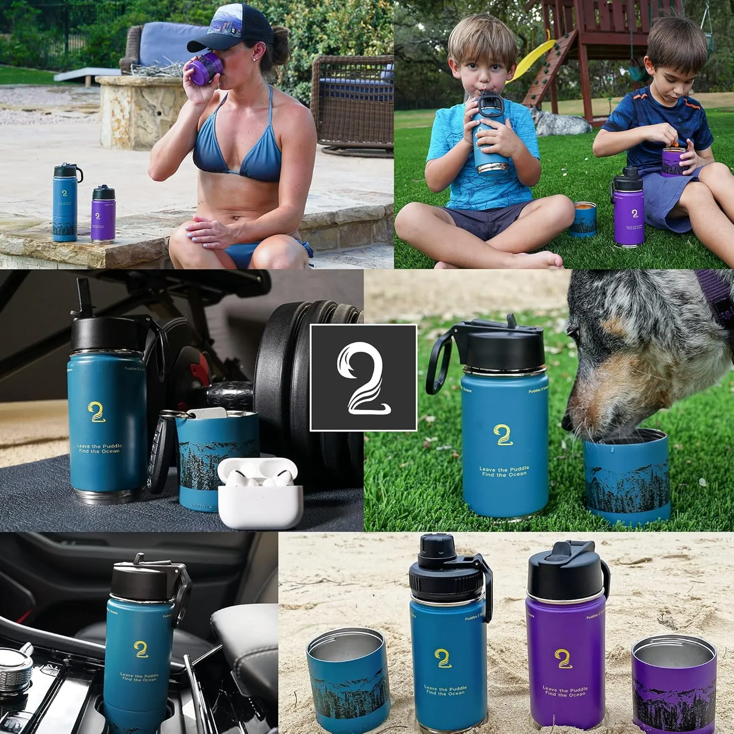 Insulated Water Bottle & Snack Container - Stainless Steel Water Bottle, 3 Lid Types BPA Free, Leak & Spill Proof Travel Bottle for Kids & Adults - Double Wall Tumbler Perfect for Gym, Hiking & School