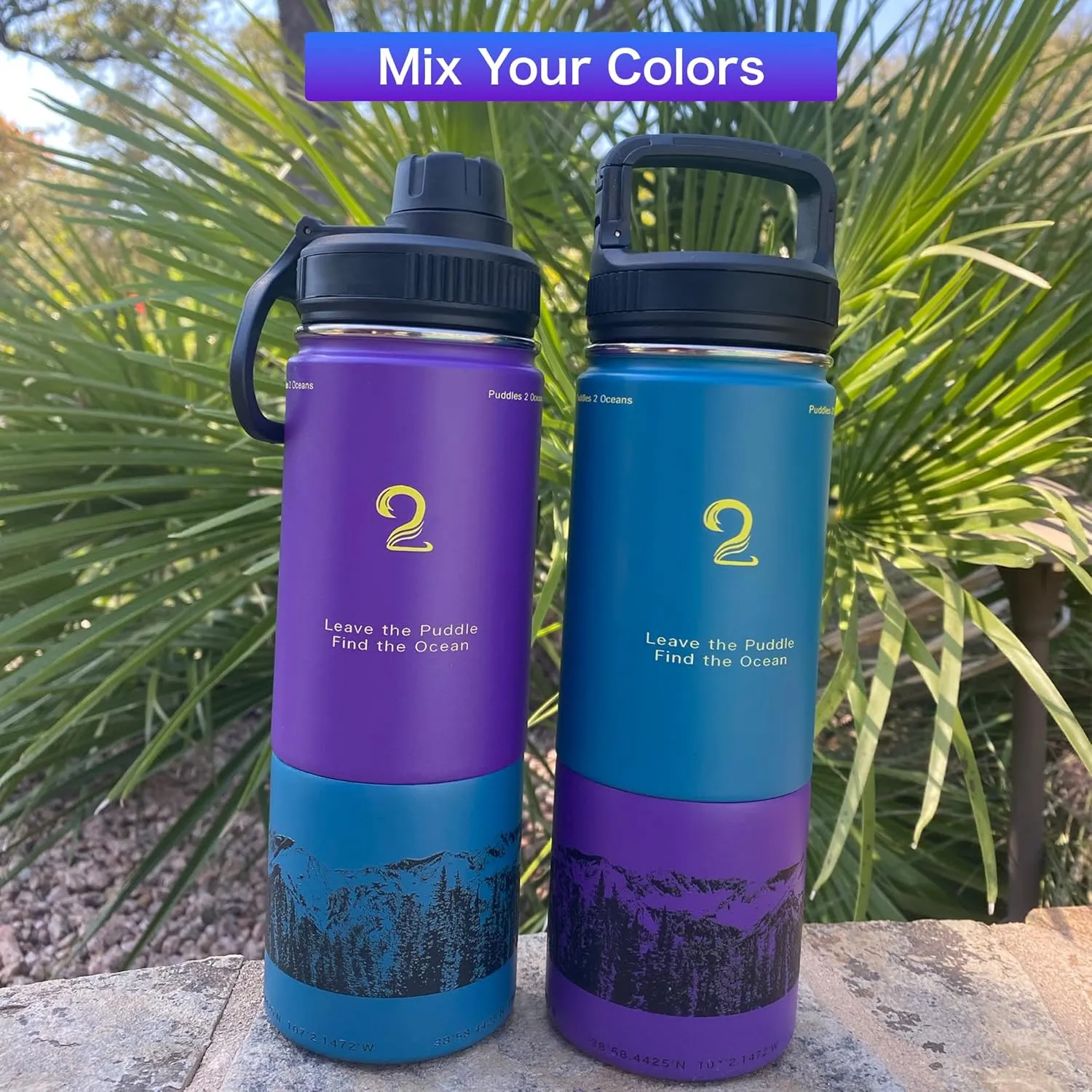 Insulated Water Bottle & Snack Container - Stainless Steel Water Bottle, 3 Lid Types BPA Free, Leak & Spill Proof Travel Bottle for Kids & Adults - Double Wall Tumbler Perfect for Gym, Hiking & School