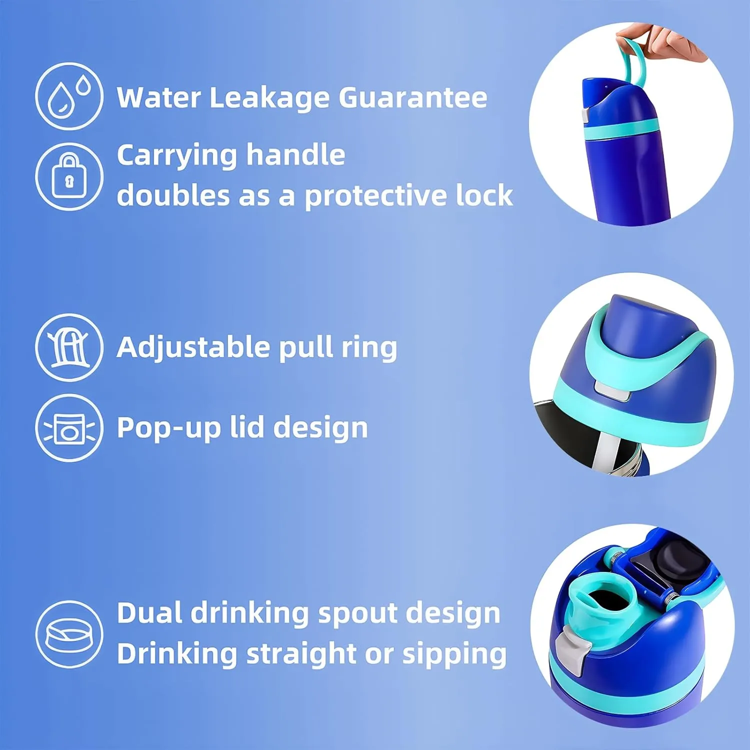Insulated Water Bottle – Stainless Steel, Leakproof, 24H Cold & 12H Hot, Straw & Spout Lid, BPA-Free, Travel, Gym, Hiking, Sports Flask (Red, 19 Oz / 560ml)