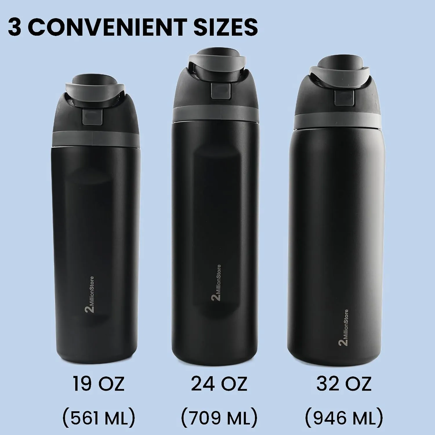 Insulated Water Bottle – Stainless Steel, Leakproof, 24H Cold & 12H Hot, Straw & Spout Lid, BPA-Free, Travel, Gym, Hiking, Sports Flask (Red, 19 Oz / 560ml)
