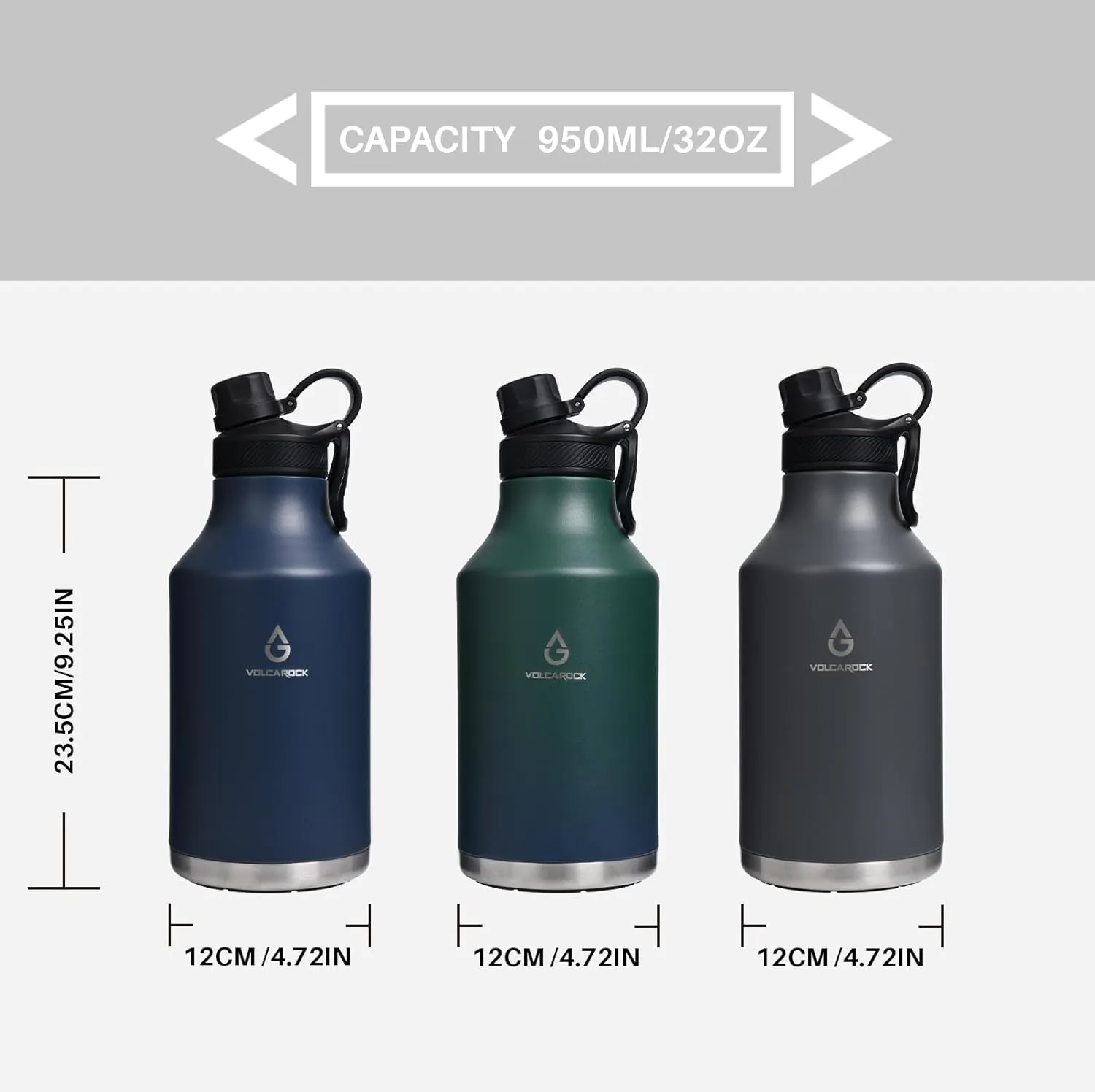 Insulated Water Bottle with Straw Lid Dustproof, 64 Oz Double Wall Stainless Steel Water Bottle for Hot and Cold Beverages, Leafproof BPA Free and Dishwasher Safe-64 Oz Navy Blue