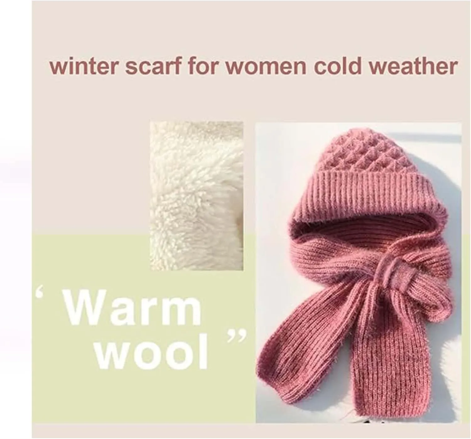 Integrated Ear Protection Windproof Cap Scarf, Winter Warm Knitted Hat Scarf, Thickening Beanie Hat Scarf