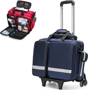 IOCCIOBB Paramedics Medical Trolley Bag, Large Capacity Portable First Aid Kits Bag with Wheels, Waterproof and Durable Trauma Bag(B)