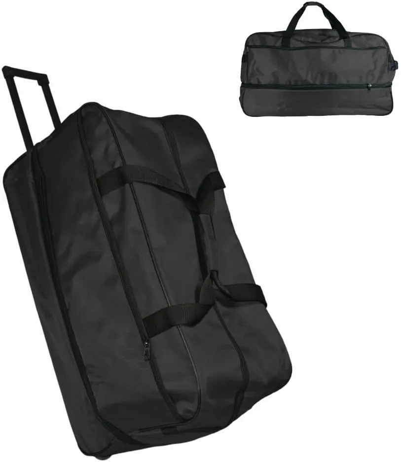 Iron Bar Duffel Bag for Travel, Camping Hiking with Compartments, Versatile Lightweight Design (Black)