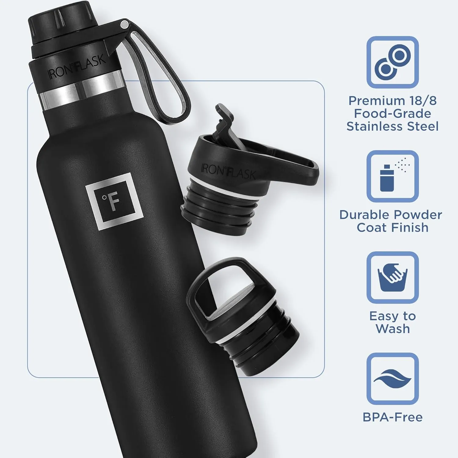 IRON °FLASK Camping & Hiking Hydration Canteens - 3 Lids (Narrow Straw Lid) Leak Proof Vacuum Insulated Stainless Steel - Hot & Cold Double Walled Sports Water Bottle - Rose, 20 Oz