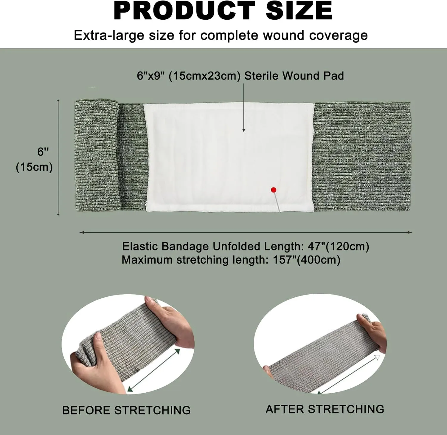 Israeli Emergency Bandage, 6" 4Pack Compression Bandage, Trauma Wound Dressing, Sterile Vacuum Sealed Packaging for Bleeding Control, Medical Trauma Kit, Combat Tactical First Aid IFAK Supplies