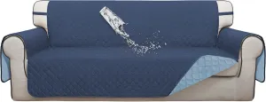 ISSUNTEX Double Protection 100% Waterproof Sofa Covers for Living Room, Reversible Couch Covers for 3 Cushion Couch Sofa, Furniture Protector Sofa Cover for Pets (X Large, Dark Blue/Light Blue)