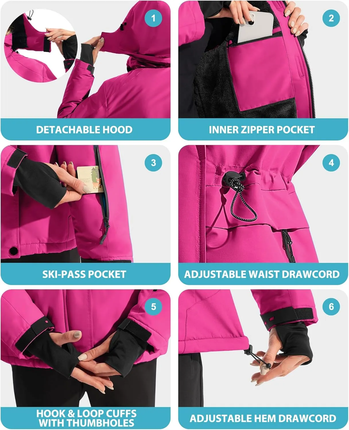 IUGA Waterproof Ski Jacket Women Warm Outdoor Winter Jackets Windproof Snowboard Winter Coats for Mountain Hiking
