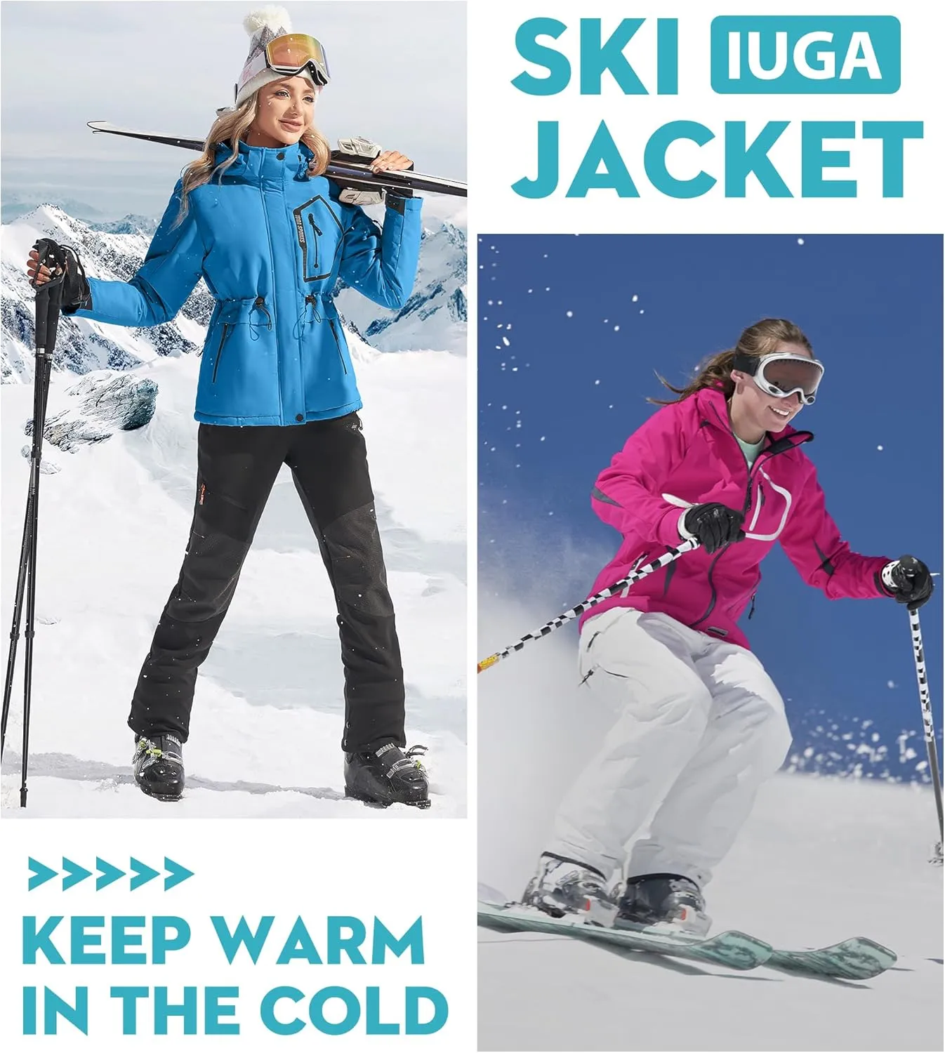 IUGA Waterproof Ski Jacket Women Warm Outdoor Winter Jackets Windproof Snowboard Winter Coats for Mountain Hiking