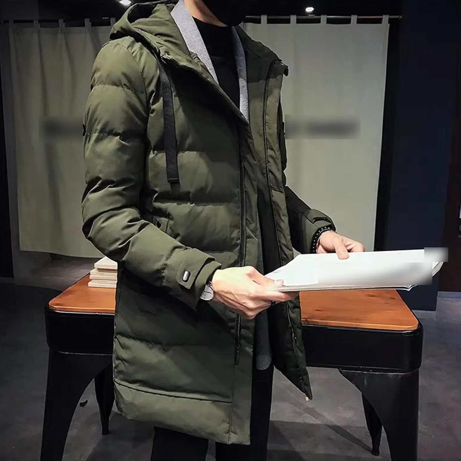 JEShifangjiusu Men'S Winter Warm Down Coats Water-Repellent Windproof Thicken Parkas Long Hooded Padded Puffer Jacket