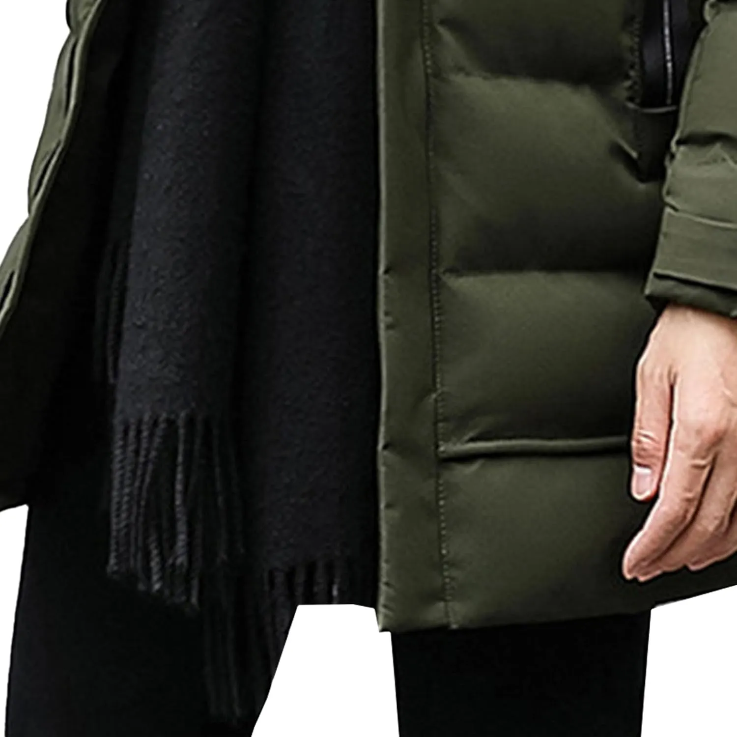 JEShifangjiusu Men'S Winter Warm Down Coats Water-Repellent Windproof Thicken Parkas Long Hooded Padded Puffer Jacket