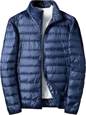JEsilunmaMY Men's Thermal Sport Cropped Down Jacket Stand Collar Lightweight Packable Puffer Jacket Casual Warm Winter Coats