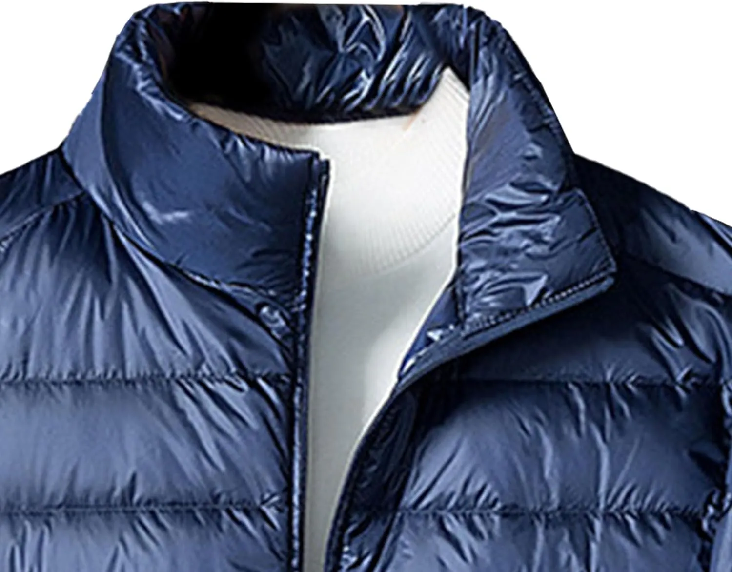 JEsilunmaMY Men's Thermal Sport Cropped Down Jacket Stand Collar Lightweight Packable Puffer Jacket Casual Warm Winter Coats