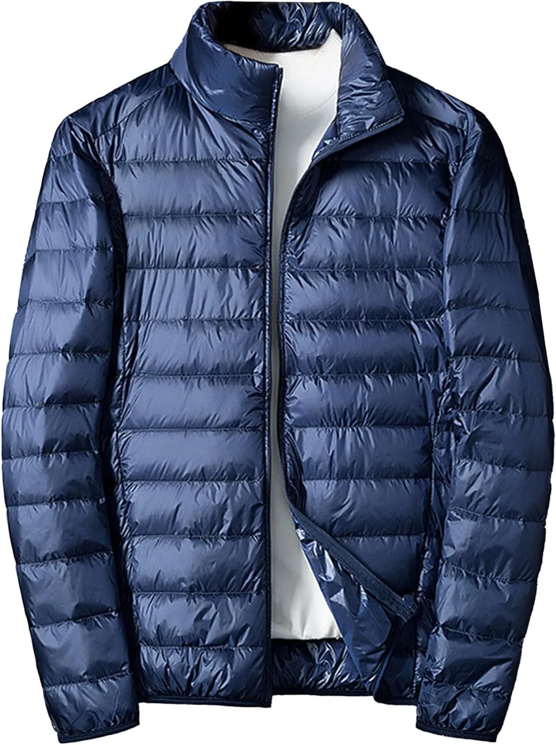 JEsilunmaMY Men's Thermal Sport Cropped Down Jacket Stand Collar Lightweight Packable Puffer Jacket Casual Warm Winter Coats