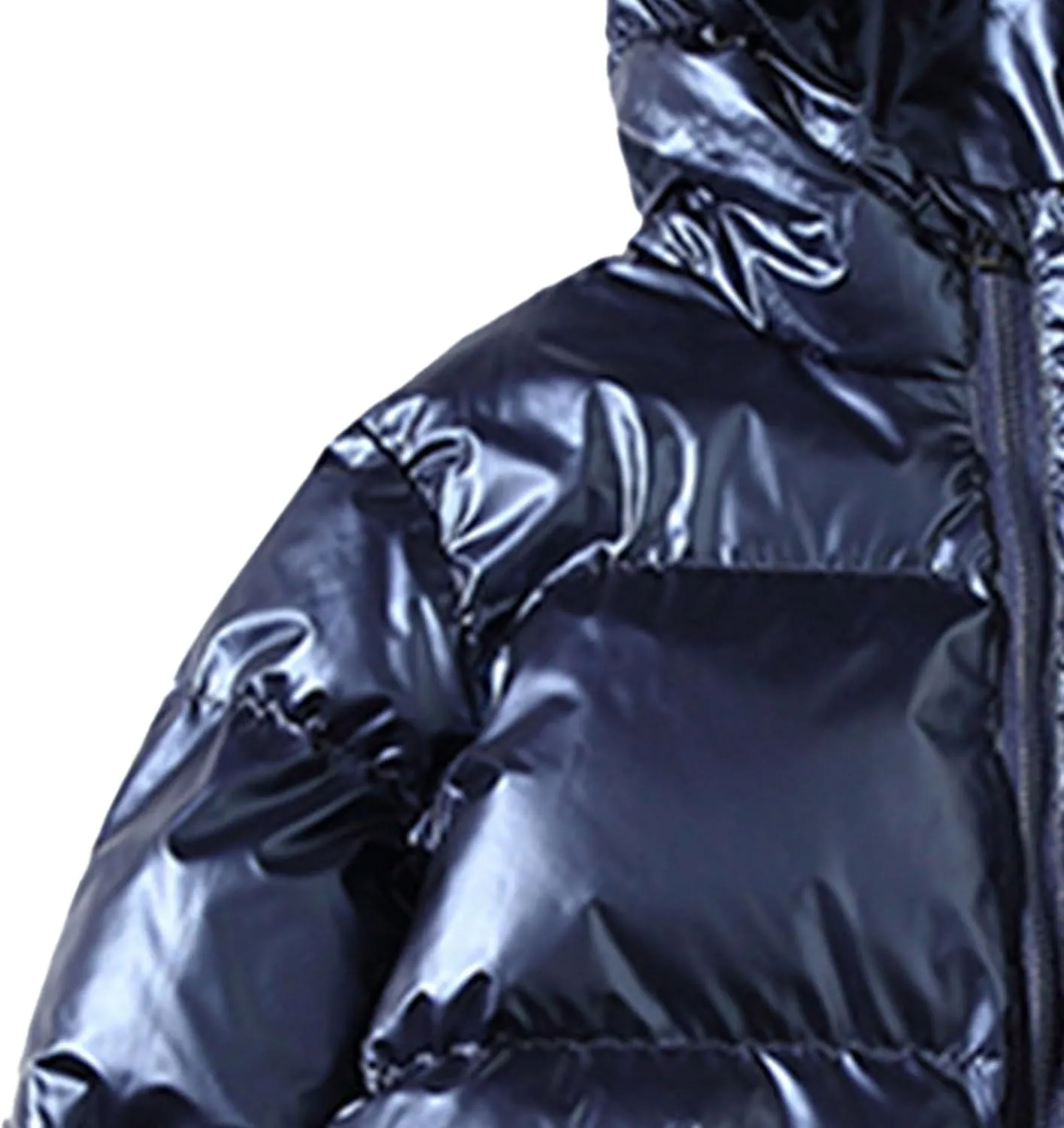 JEsilunmaMY Men's Warm Padded Shiny Puffer Jackets Thicken Casual Hooded Puffy Down Coat Windproof Winter Coats for Men