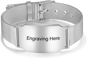 JewelOra Personalized Medical Alert Bracelet for Men Women Customized Photo Bracelet Engraved Text Stainless Steel Emergency Alert Bracelet for Men Women