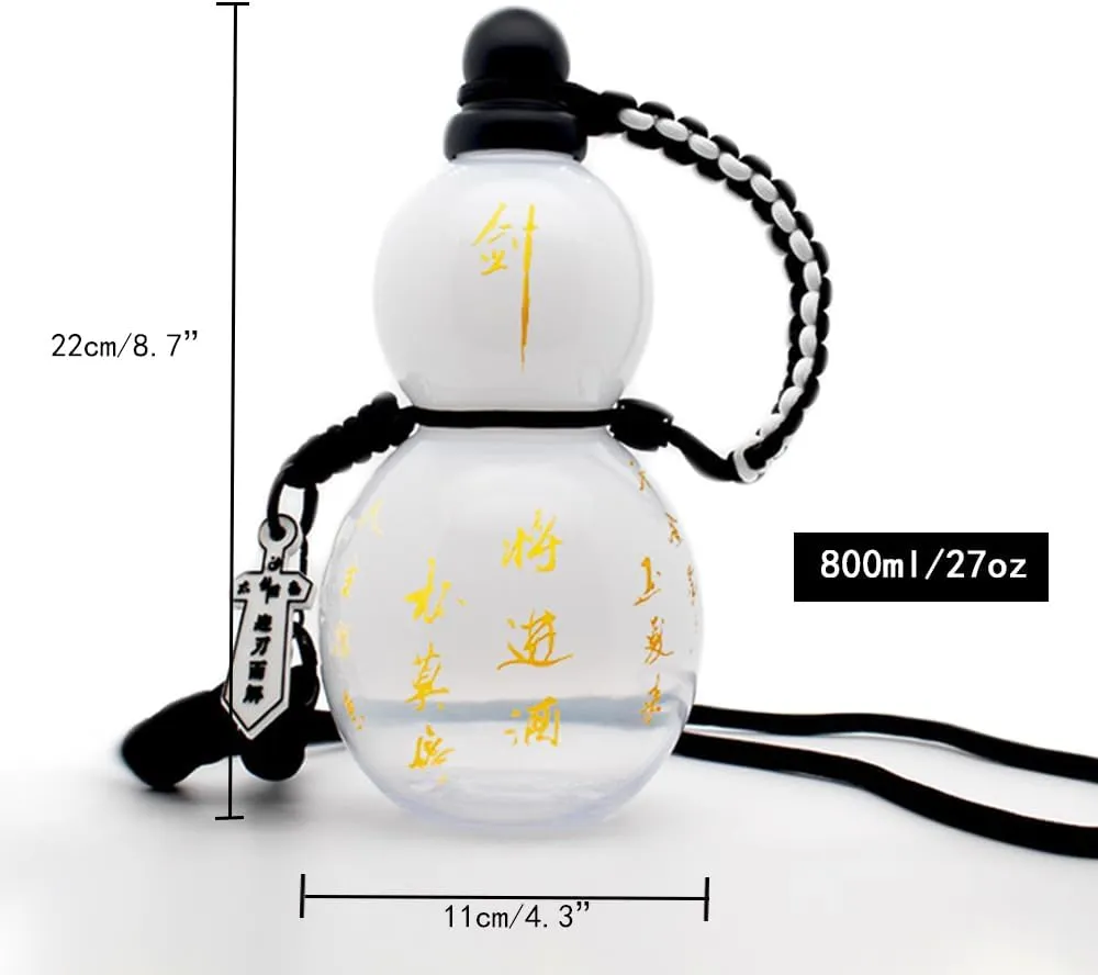 Jinberry 800ml/27oz Gourd Water Bottle with Shoulder Strap Set Leakproof Portable Gourd Drinking Bottle Flask Sport Jug Drinkware for Gym Outdoor Climbing Tour or Camping
