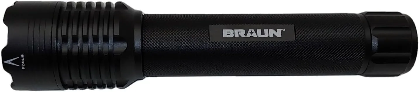 JL Missouri Parts & Misc. LED Flashlight 9X AA Battery Zoom Lens 1700 Lumen Simple On/Off Button Aluminum Black