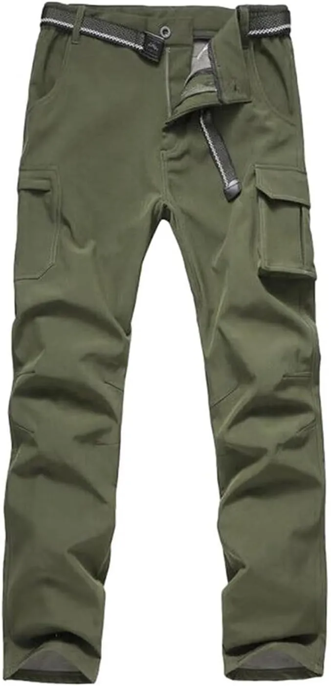 JOMLUN Boy's Fleece Lined Hiking Pants Waterproof Windproof Warm Soft Shell Outdoor Cargo Pants Snow Ski Walking Trousers
